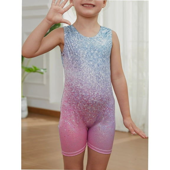 Leotards for Girls Gymnastics Toddler Dance Biketards Athletic Dance Wear Shiny Blue Hotpink