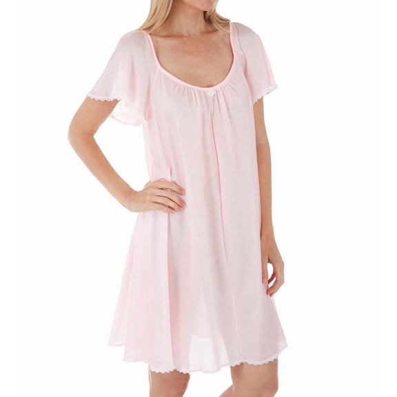 Women's Amanda Rich 146-SH Short Sleeve Knee Length Nightgown (Light Pink XS)