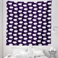 thumbnail image 1 of Rain Tapestry, Cumulus Style Puffy Clouds Participating White Droplets Repeating Pattern, Fabric Wall Hanging Decor for Bedroom Living Room Dorm, 5 Sizes, Dark Purple and White, by Ambesonne, 1 of 1