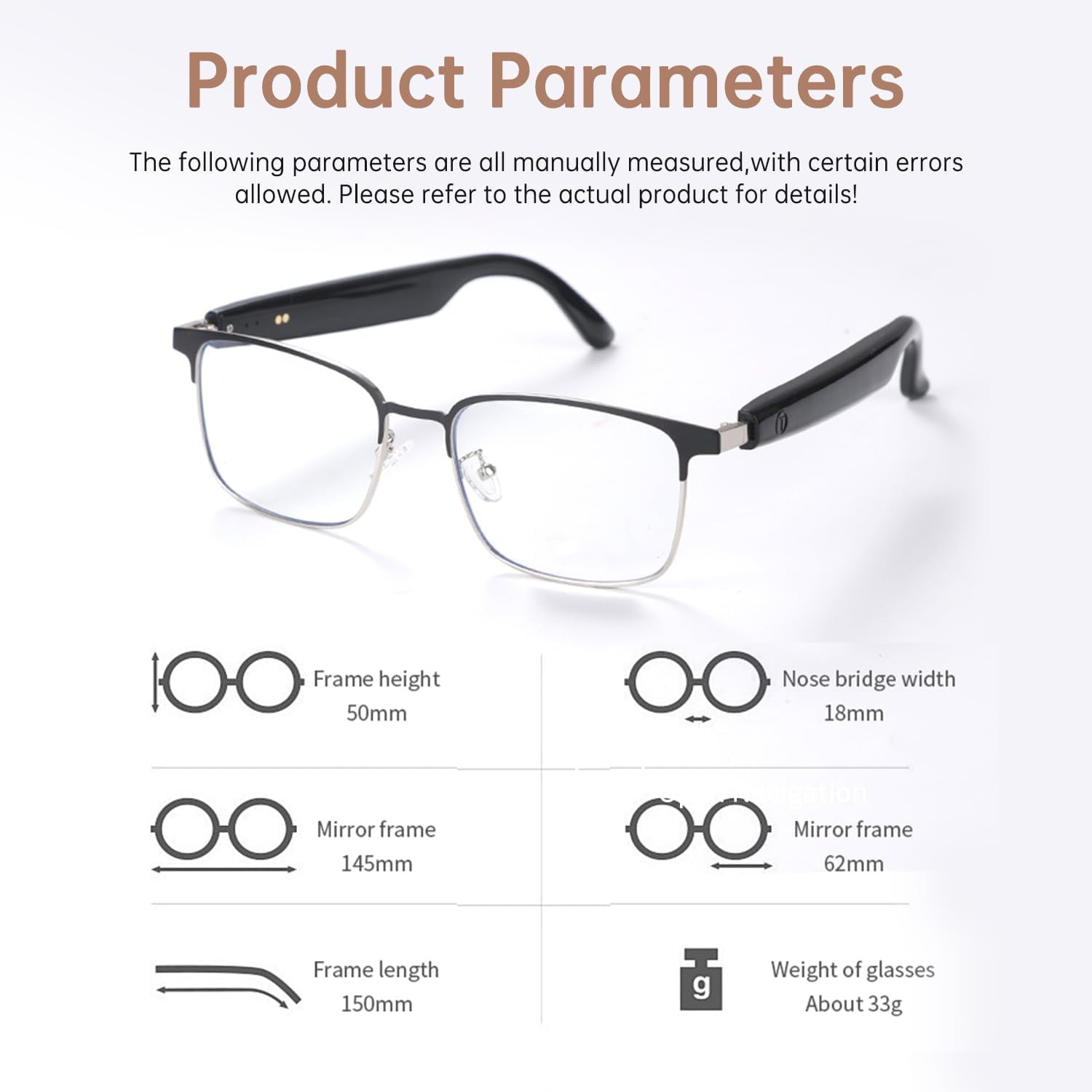 Wiher Smart Glasses with AI Translation, Bluetooth Audio Sunglasses with Photochromic Lenses, Voice Assistant, Real-Time Translation, Supports 144+ Languages, Great for Business, Travel Gold