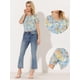 thumbnail image 2 of Blusa de Manga Corta Allegra K Con Cuello En V Y Volantes Florales Para Mujer Azul XS, 2 of 4