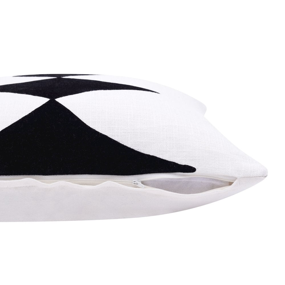 LR Home Stacy Garcia Cotton Blend Poly Filled Pillow in Black/White, 20" x 20"