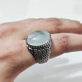 thumbnail image 5 of Natural Aquamarine Mens Ring, March Aquamarine Ring, Aquamarine Ring, Silver Jewelry, 925 Silver Ring, Gift, Heavy Mens Ring, Arabic Design, Ottoman Style Ring, Christmas, Turkey Mens Signet Ring, 5 of 7