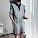 thumbnail image 4 of Conjunto de camiseta y pantalones cortos tipo polo para hombre, estilo coreano, sudadera elástica de alta calidad, ropa holgada a juego para hombre, 4 of 4
