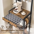 thumbnail image 6 of Bakers Rack, 5-Tier Coffee Bar Station, Coffee Stand with Pod Drawer Holder, Versatile Kitchen Storage Rack with 4 Hooks, for Living Room, Cafe Corner, Rustic Brown and Black KF01BRY1, 6 of 9