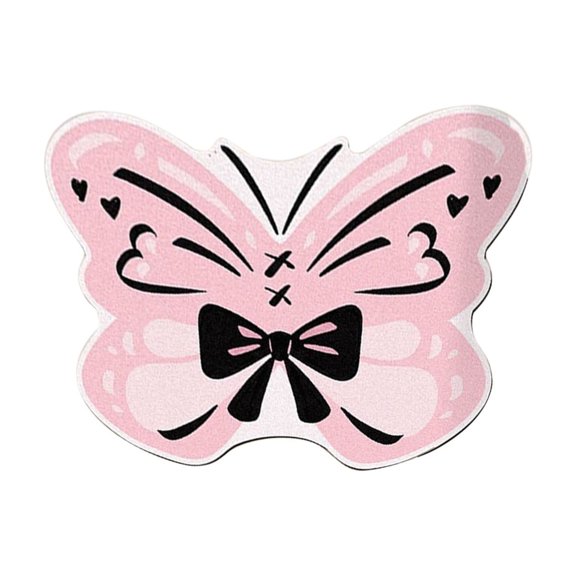 Pink Butterfly Diatomite Bath Mat 16x24 Inch Absorbent Non-Slip Kitchen Rug for Bathroom Floor