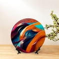thumbnail image 6 of Balery Abstract Fabric Color Waves Print Bone China Decorative Plate Ceramic Dinner Plates Art Crafts with Display Stand-10in, 6 of 6