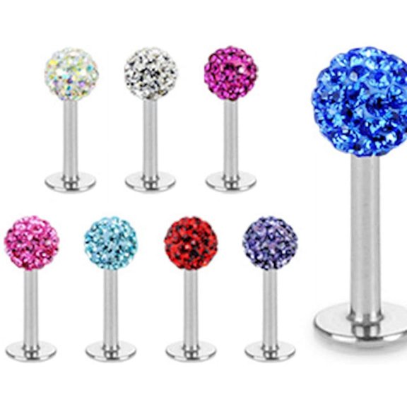 Lip Ring Flat Back with Ferido CZ Gem Surgical Steel 1 Piece (16g) (T/TL/14) (Royal Blue CZ 16gx5/16 x4 (1.2mmx8mmx4mm))