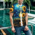 thumbnail image 6 of Hirioo Vintage Starry Sky Sunflower for Men's Baseball T-shirt Shirts Short Sleeve Casual Summer Button Stretch T Shirts,Size S-4XL-Large, 6 of 7