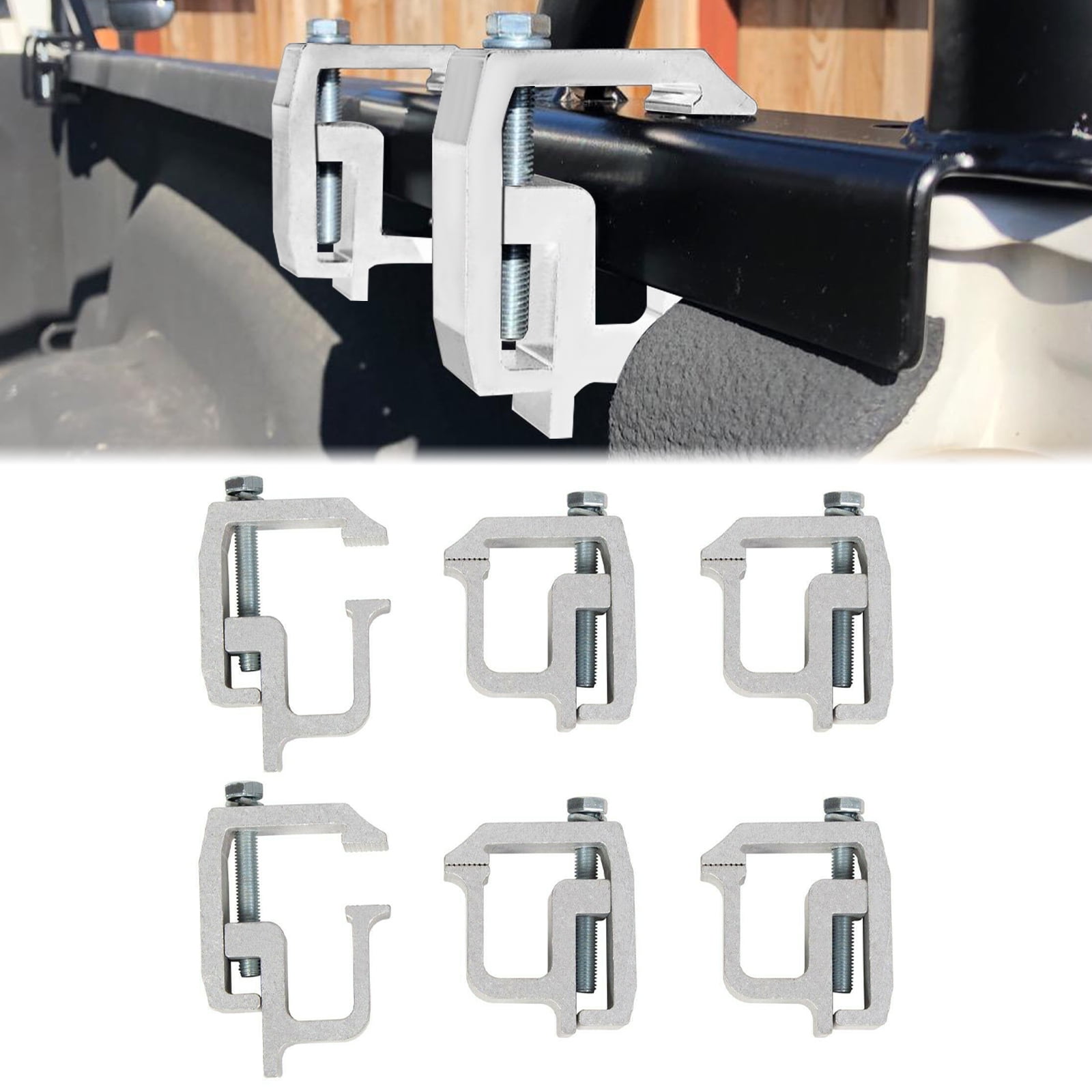 Heavy Duty Aluminum ECOTRIC 6PCsTruck Clamps for Mounting Caps Camper Shell Topper Canopy 