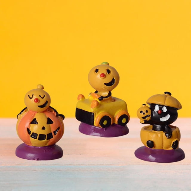 Mini muñeca de Halloween de dibujos animados, decoración de hadas, jardín, , modelo Micro paisaje, estatuilla, escritorio, decoración de coche, a 3 piezas F