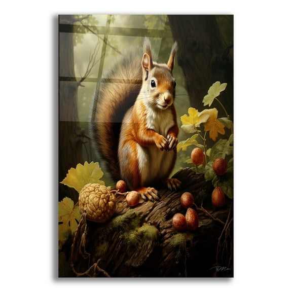Epic Art 'Grey Squirrel In The Woods' by Momart Acrylic Glass Wall Art, 16" x 24"