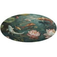 thumbnail image 4 of Lucky Koi Fish Lotus Leaf Soft Bedroom Round Area Rug, Washable Cute Nursery Circle Throw Mat, Non-Slip Contemporary Small Low Pile Floor Carpet for Dorm Bedside, 4 of 6