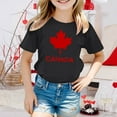 thumbnail image 2 of MIXUE Toddler Girls Tops & T-Shirts Canada Print Short Sleeve Crewneck Casual Fit Basic Tops Pullover Tshirts Holiday Wear,Black,3-4 Years, 2 of 4