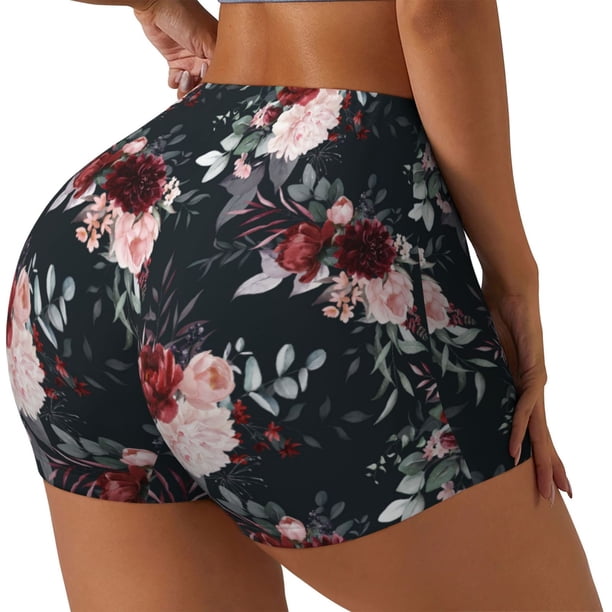 Fotbe Watercolor Floral Shorts Sin Costuras – Shorts Deportivos de Cintura Alta para Mujer, Elásticos para Gimnasio, Yoga, Running o Ciclismo-XX-Large