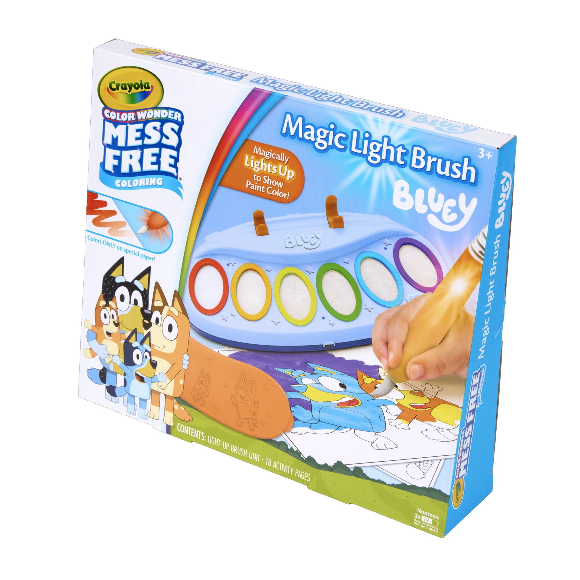 Crayola Color Wonder Bluey Magic Light Brush, Mess Free Kids Painting Set, Toddler Activities, Educational Toys, Easer Gifts for Ages 3 & Up