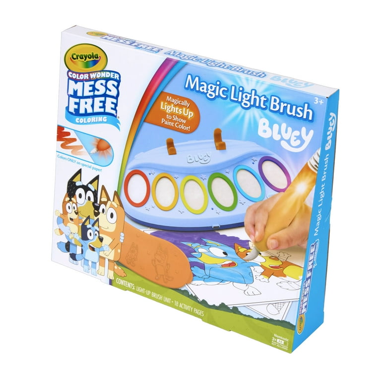 Crayola Color Wonder Bluey Magic Light Brush, Mess Free Kids