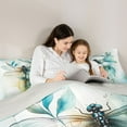 thumbnail image 5 of jejeloiu Wild Animal Dragonfly Full Size Comforter Sets,White Cyan Bedding Sets For Girls Kids Reversible 3-Piece, 5 of 8