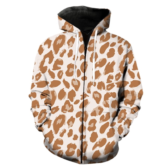 Sudadera con capucha y cremallera con textura de piel de animal para hombre, ropa de calle, gran oferta 2024, sudaderas con estampado 3D, camisetas geniales de manga larga de hip hop de gran tamaño