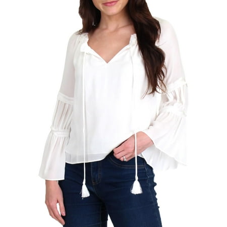 Ivory Silk Blouse - Ramy Brook Womens Edie Silk Ruffle Blouse