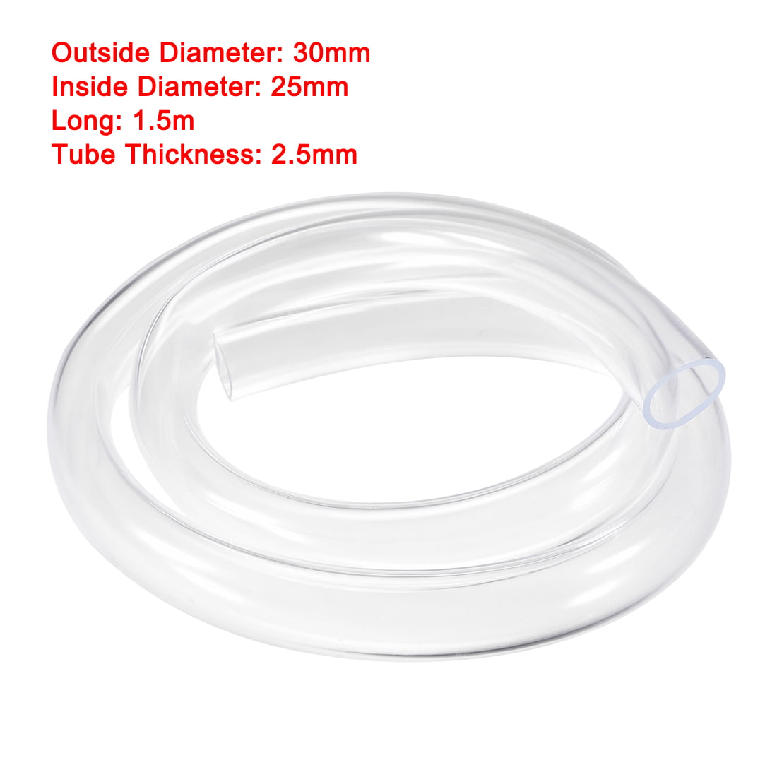 Uxcell PVC Hose Tube, 16mm(0.62) ID x 20mm(0.78) OD 1.5m Clear