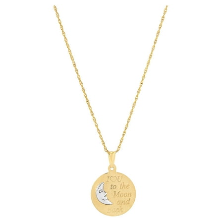 Brilliance Fine Jewelry 10K Gold Round Moon Disk with "I Love You To The Moon and Back" Pendant on 18" Gold Filled Chain