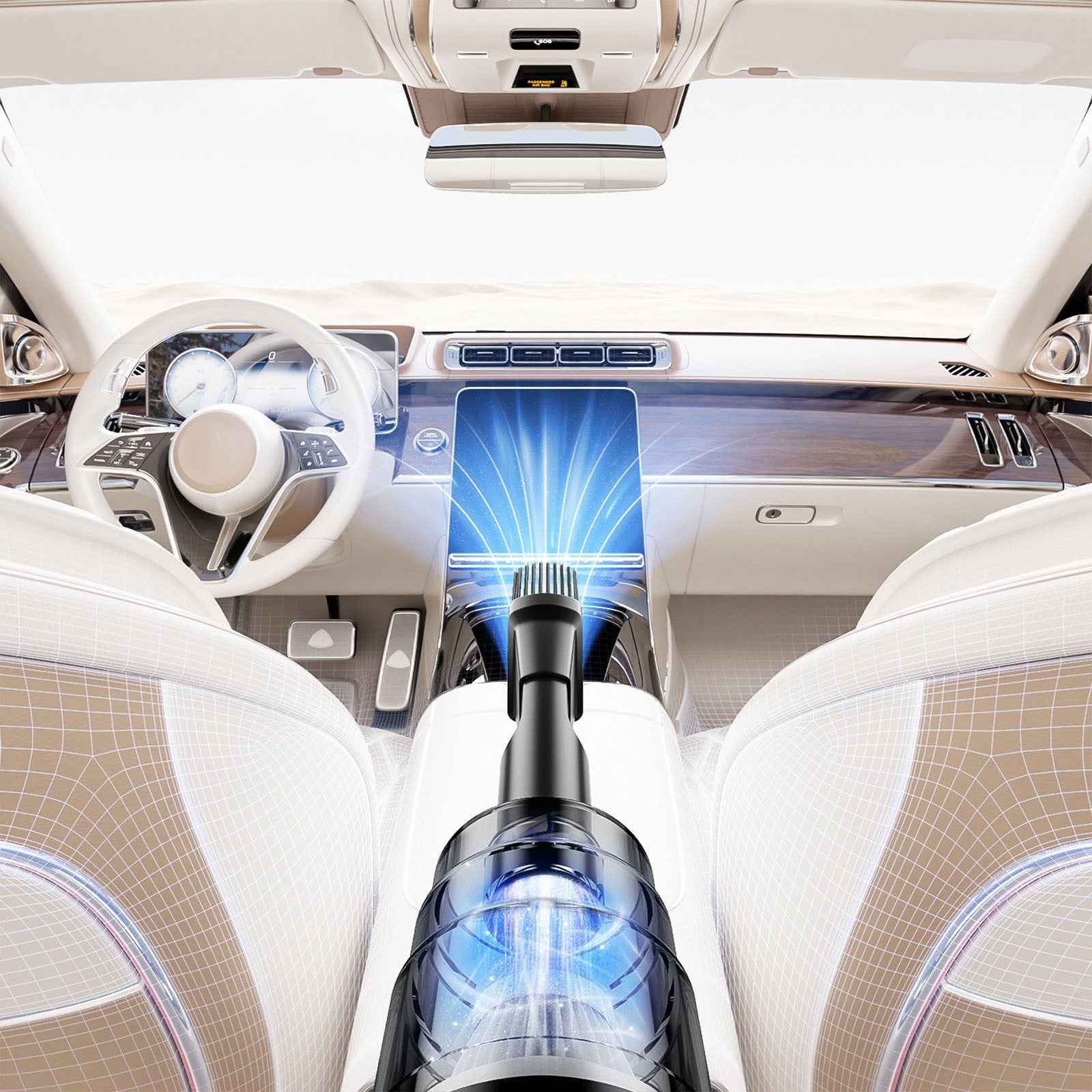 Wireless Car Vacuum Cleaner High Power Handheld Vacuum Cleaner,Brushless Motor Strong Suction Cleaning Device Fast Charging Multi Attachment Design,Deep Cleaning Dust Removal Car Vacuum Cleaner