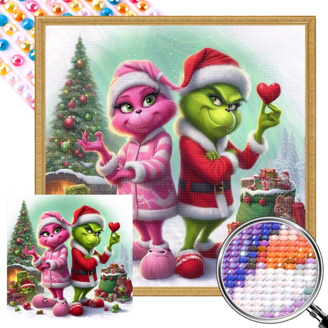 5D DIY Taladro Parcial AB Diamante Pintura Pelirrojas Cabezas Verdes 35x35cm