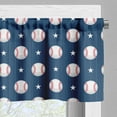 thumbnail image 5 of Ambesonne Sports Valance & Curtain, Baseball Stripes, 55"x36", Night Blue Red White, 5 of 6