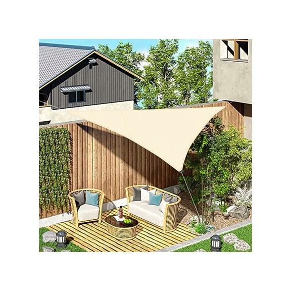 3x3x3m Triangular Shade Sail Waterproof UV Protection Cloth for Patio Garden Terrace Balcony Khaki