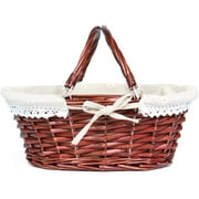 Wicker Basket Gift Baskets Empty Oval Willow Woven Picnic Basket Cheap Easter Candy Basket Storage Wine Basket with Handle Egg Gathering Wedding Basket (Brown)