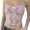 Pink White, variant on Women Sexy Y2k Tube Top Off Shoulder Strapless Lace Patchwork Mesh Bandeau Crop Top Fairy 90s Streetwear