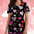 thumbnail image 1 of TIMIFIS Blouse Noire pour Femmes, Manches Courtes, Col en V, Imprimée, Décontractée, avec Poches-Noir, 1 of 5