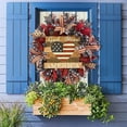 thumbnail image 3 of Nvzi-a Whaline Independence Day Wreath Patriotic Wreath for Front Door American Flag Theme Handmade Flower Wreath Holiday Hanging Ornament for 4th of July Memorial Day Window Wall Decoration(F), 3 of 5