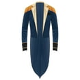 thumbnail image 3 of TiaoBug Mens Circus Ringmaster Showman Jacket Long Sleeve Tassel Velvet Swallow-Tailed Coat Halloween Costume Dark Blue M, 3 of 7