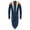 Dark Blue, variant on Mens Long Sleeve Metallic Lapel Formal Jacket Tailcoat Tassel Epaulet Velvet Swallow-Tailed Coat Black S