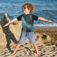 thumbnail image 3 of FORMRS Boys Rash Guard with Short Sleeves UPF 50+ Swim Shirts Sizes 3-12T, Black Marble, 3 of 6
