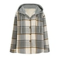 thumbnail image 2 of DYTTDG Women's Winter Casual Drawstring Hooded Jacket Long Sleeve Button Tweed Warm Top Great Gifts for Less, 2 of 6
