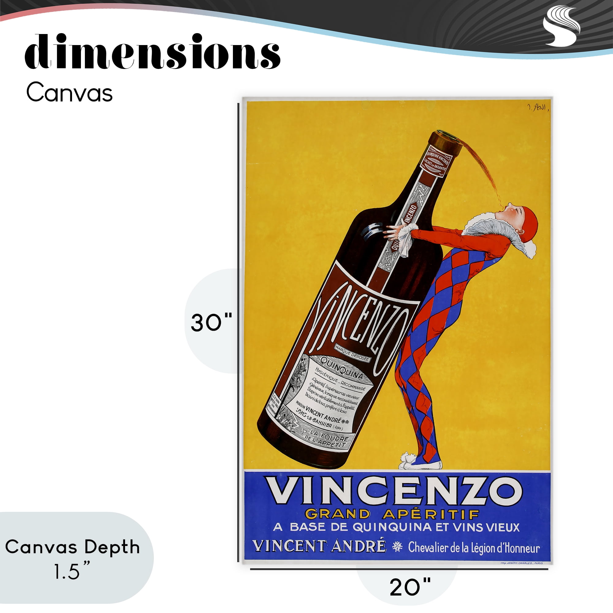 Stupell Industries Vincenzo Vintage Wine Canvas Wall Art, design by Vintage Posters