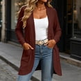 thumbnail image 3 of Idoravan womens cardigan sweaters with pockets Women Solid Color Long Sleeves Knit Cardigan Loose Curved Placket Tops, 3 of 6