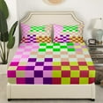 thumbnail image 3 of Erosebridal Gradient Grid Bed Sheets Set Full Size,Checkered Buffalo Bedding Full Size,Geometry Room Decorative,Breathable,4pcs, 3 of 7