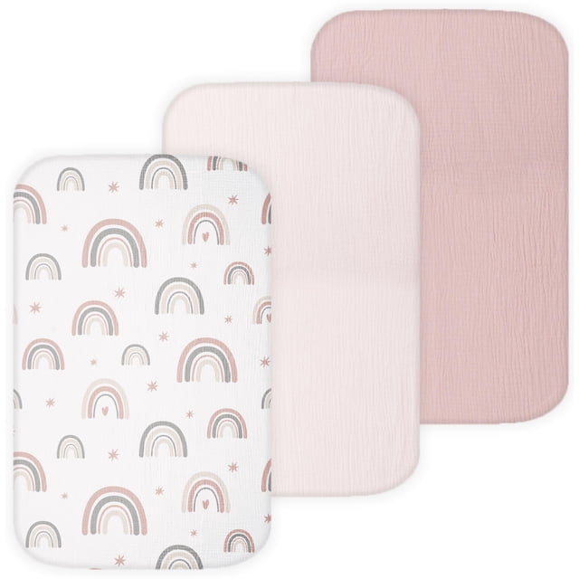 Sábanas ajustables para capazo TANSY PANDA, 53 x 81 cm, 3 unidades, color rosa