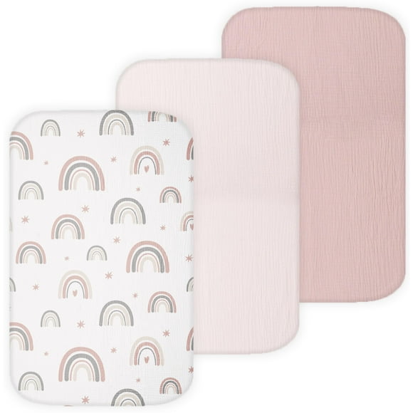 Sábanas ajustables para capazo TANSY PANDA, 53 x 81 cm, 3 unidades, color rosa