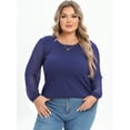 thumbnail image 3 of Mengpipi Women's Plus Size Tops Waffle Knit Lace Long Sleeve Blouse Loose Casual Shirt 1X-5X, 3 of 5