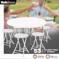 thumbnail image 2 of MoNiBloom 7 Pieces 4.5 FT Folding Round Table and Chair Set, Event Wedding Card Desk with Handle and Foldable Steel Stools, White, 2 of 10
