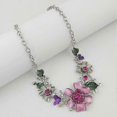 thumbnail image 2 of Silver Plated Charming Crystal Flower Bib Collar Necklace Earrings Jewelry Set, 2 of 5