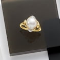 thumbnail image 5 of Ross-Simons 10-10.5mm Cultured Pearl Leaf Ring With Diamond Accents in 14kt Yellow Gold, Women's, Adult, 5 of 7