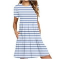 thumbnail image 2 of Leesechin Womens Cap Sleeve Dresses Summer Crewneck Tshirt Dress Flowy Casual Mini Dress with Pockets, 2 of 5