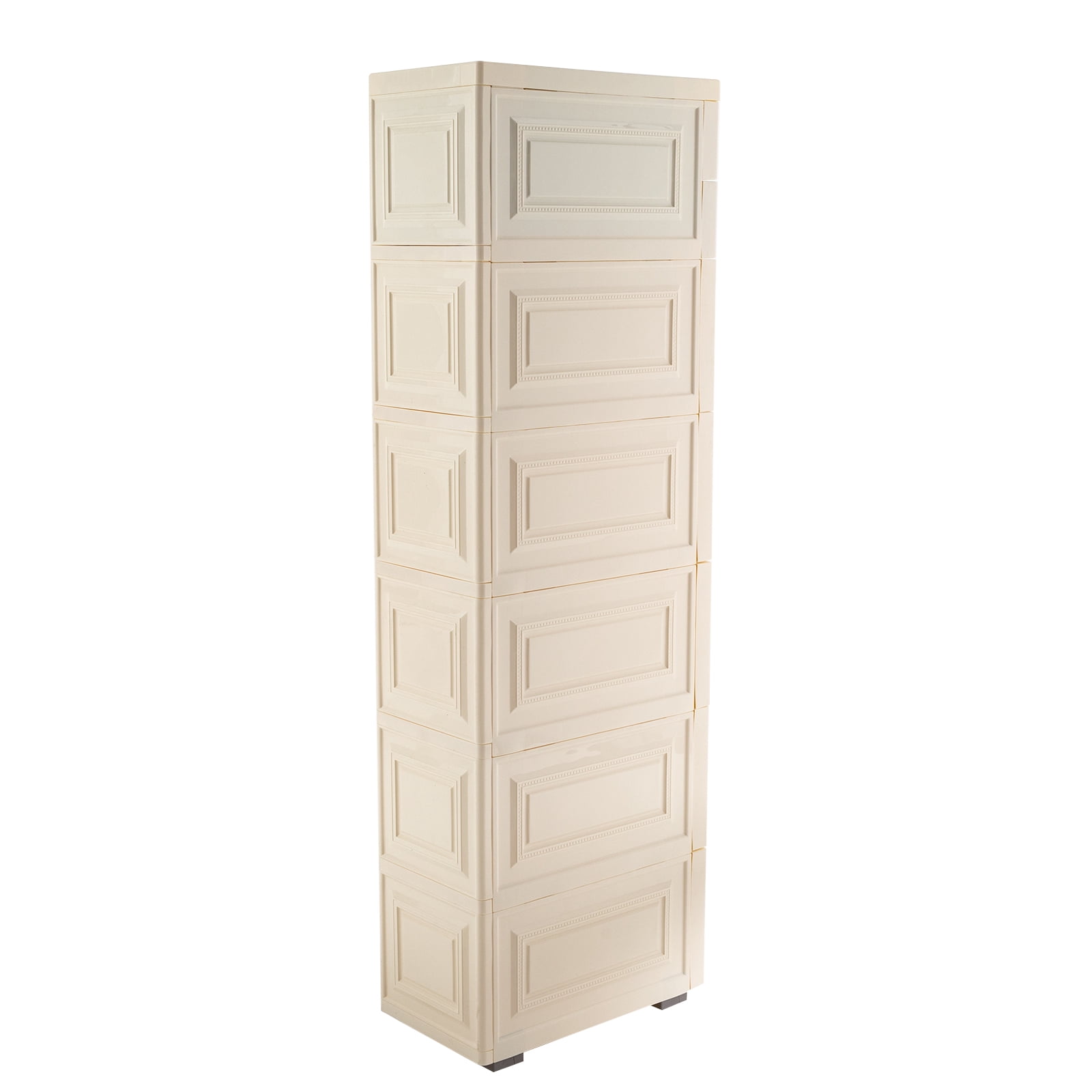 6Tier Bathroom Floor Cabinet, Vertical Storage Unit with Drawers and Casters, Large Capacity Narrow Tall Slim Storage Tower Waterproof Toilet Paper Storage Cabinet for Small Spaces Gaps