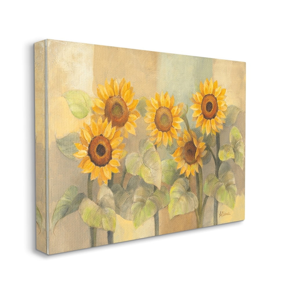 Stupell Industries Soft Vintage Sunflower Floral Field Yellow Green Canvas Wall Art by Albena Hristova